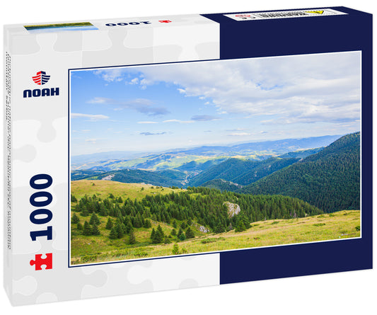 Picturesque nature panoramic view of mountain landscape , summer day. Beautiful sky. Kopaonik mountain. Serbia.