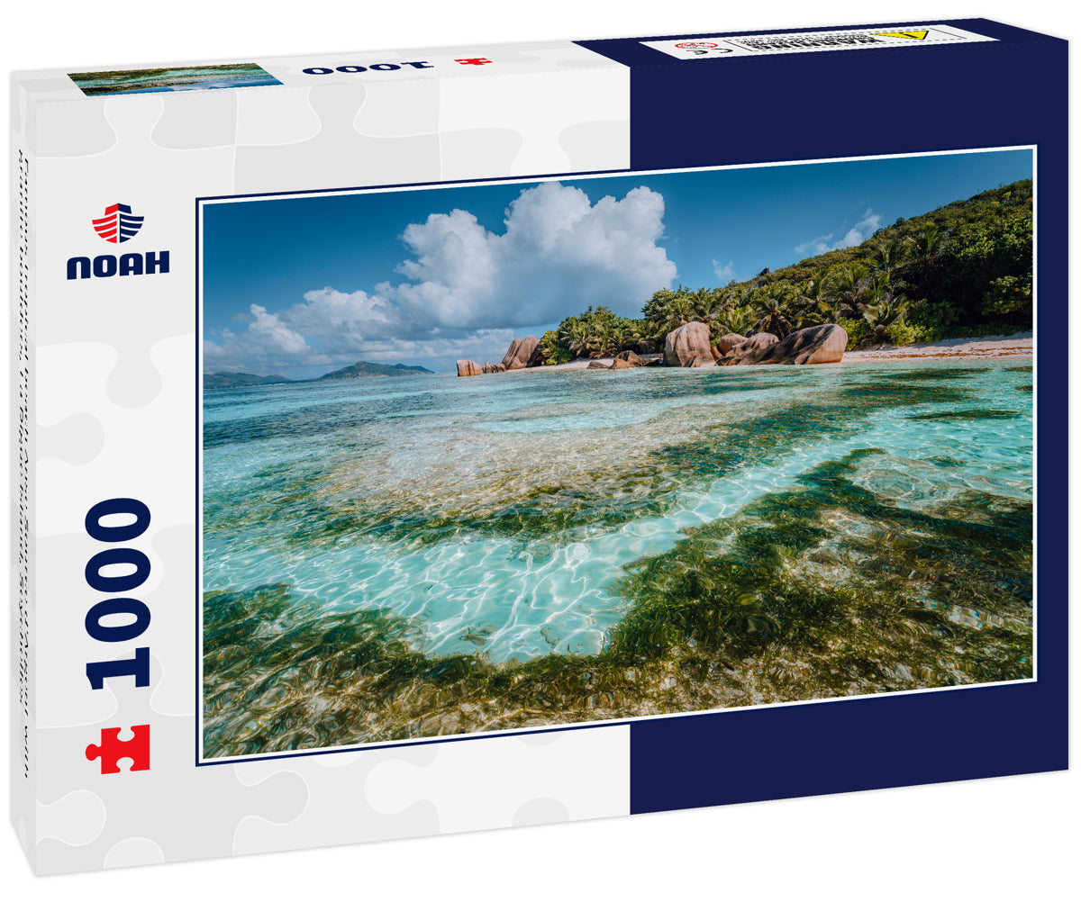 Famous tropical beach Anse Source d'Argent with granite boulders, La Digue Island, Seychelles