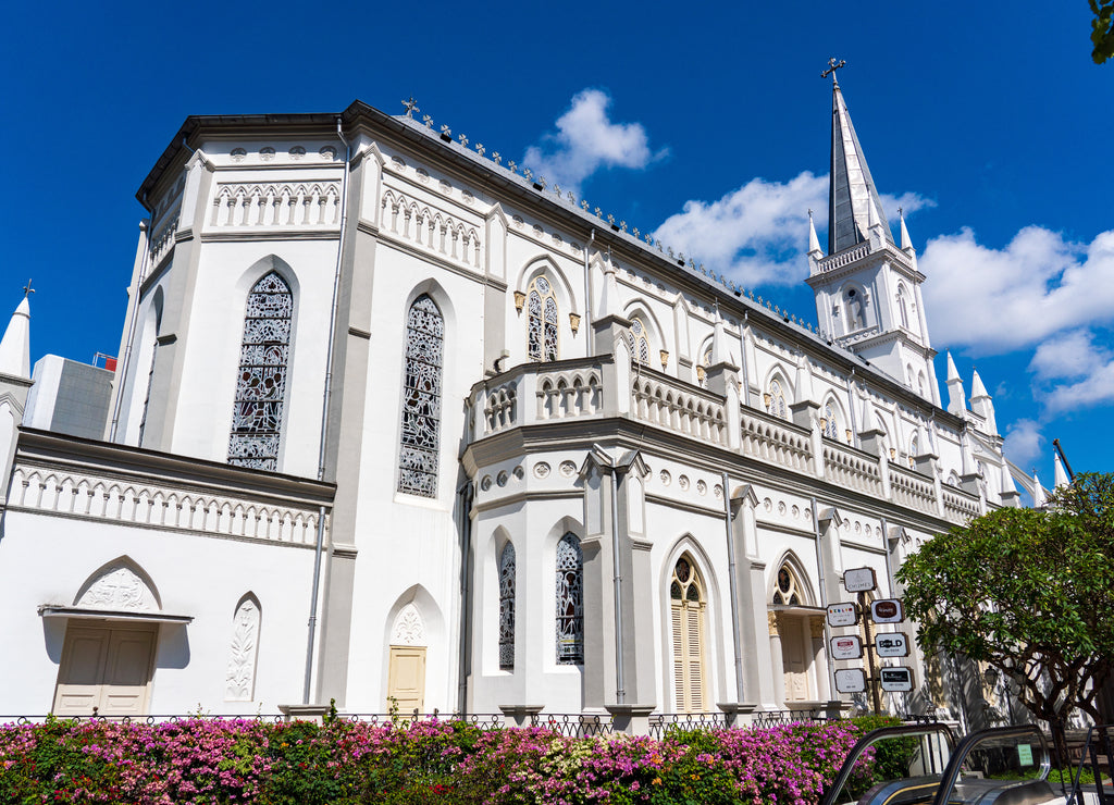 Chijmes church at Singapore with blue sky background