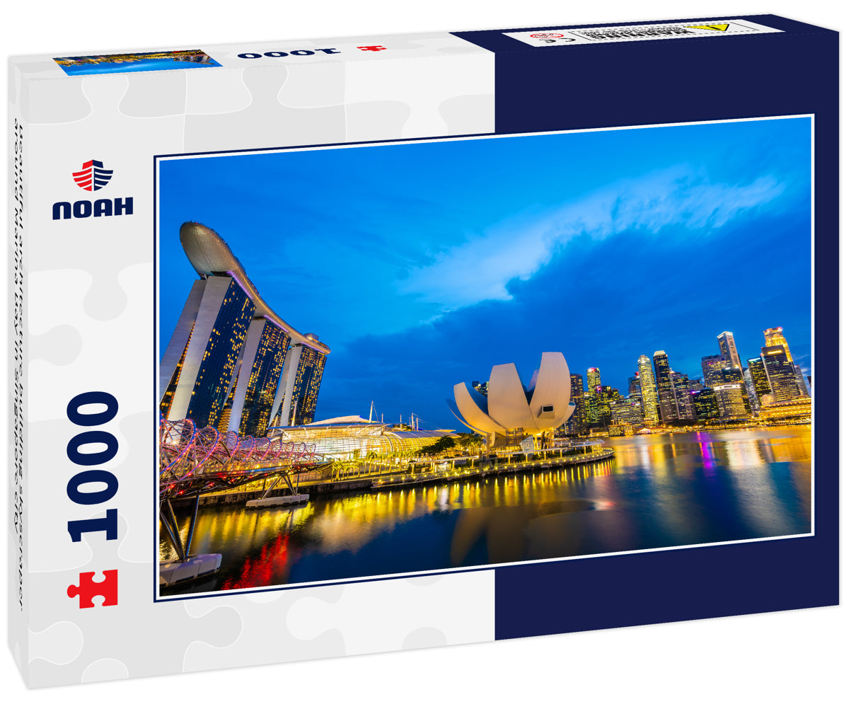 Beautiful architecture building skyscraper around Marina Bay in Singapore city