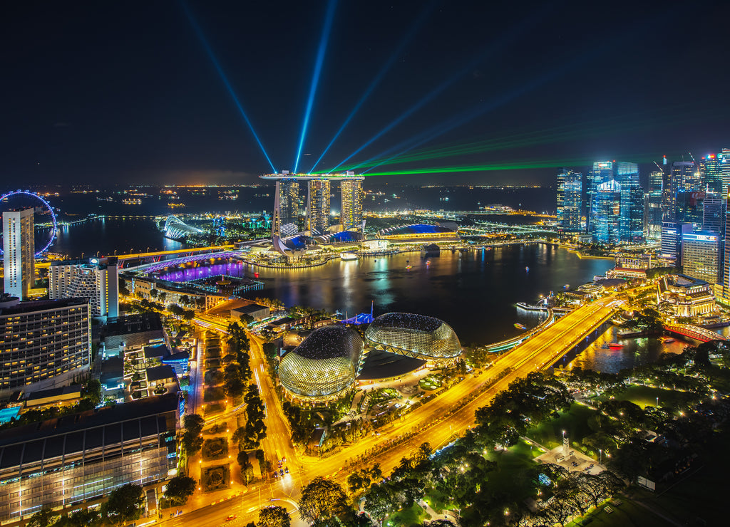 Singapore city skyline at night