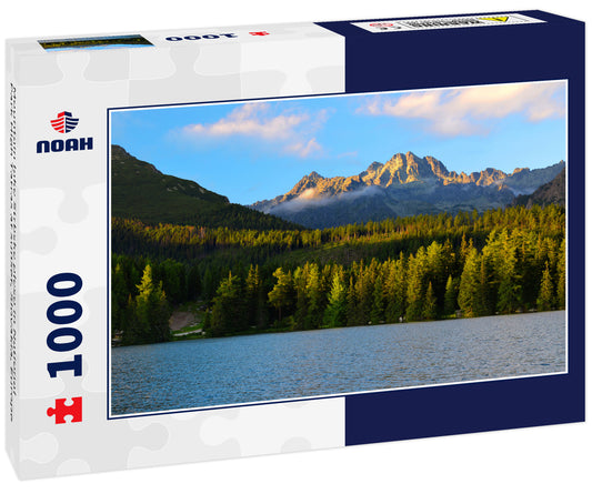 Mountain lake Strbske pleso in National Park High Tatras at sunset, Slovakia, Europe