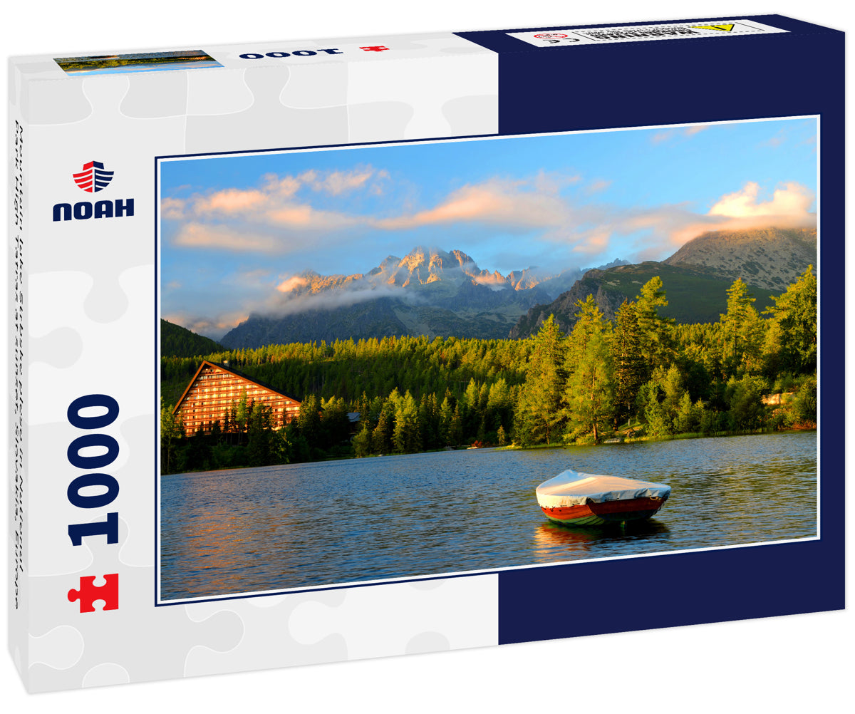 Mountain lake Strbske pleso in National Park High Tatras at sunset, Slovakia, Europe