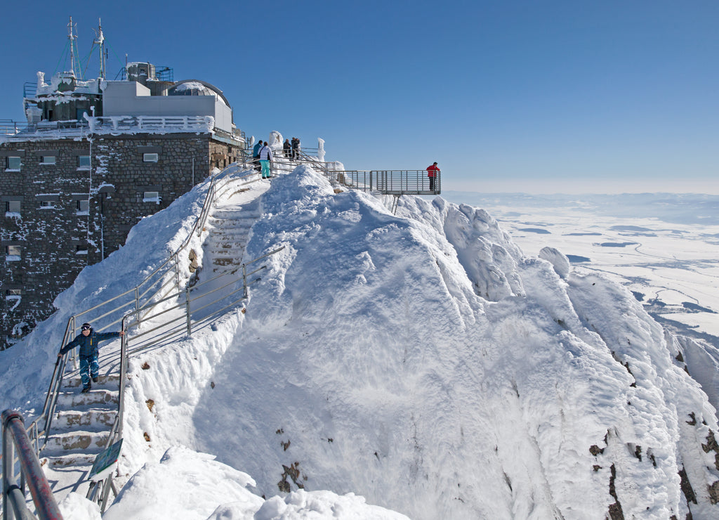 Top of the peak Lomnicky stit in High tatras mountains, Slovakia