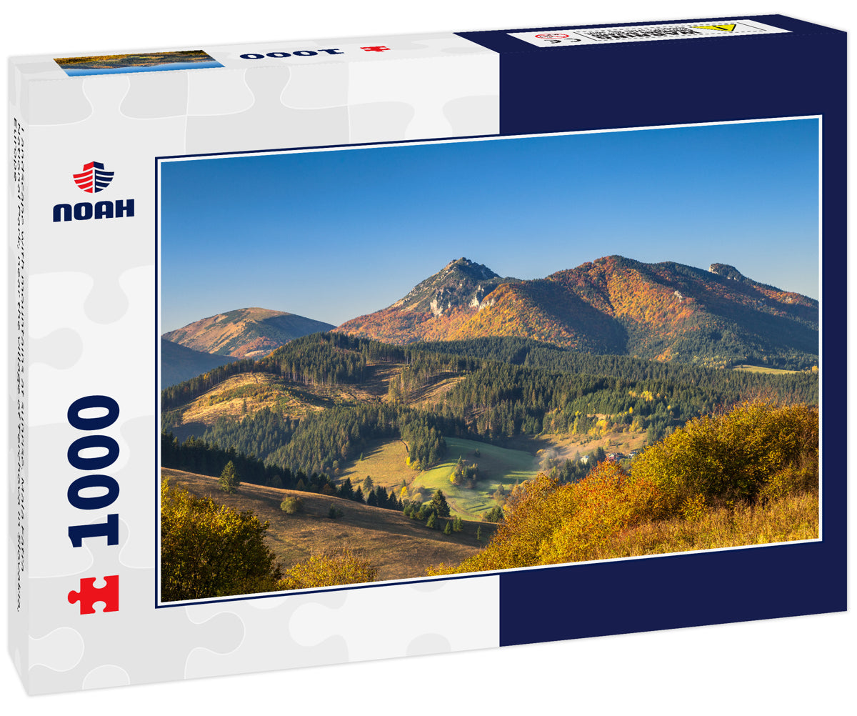 Landscape with mountains at sunrise. Mala Fatra National Park, near the village of Terchova in Slovakia, Europe