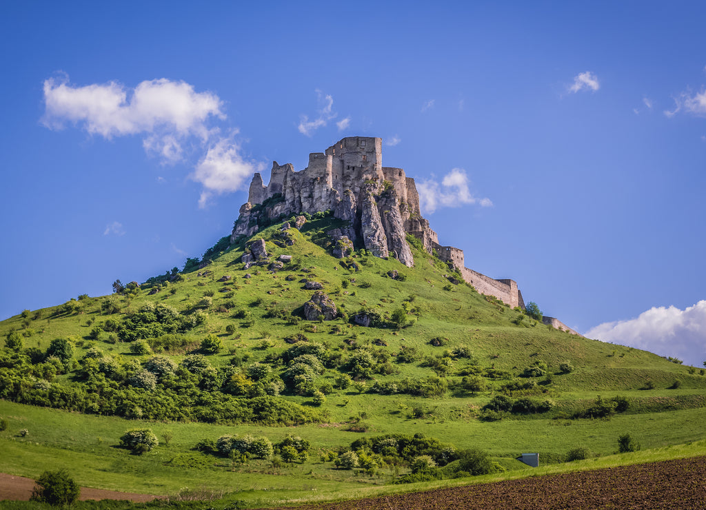 Distance view on remains of Spis Castle near Spisske Podhradie, Slovakia