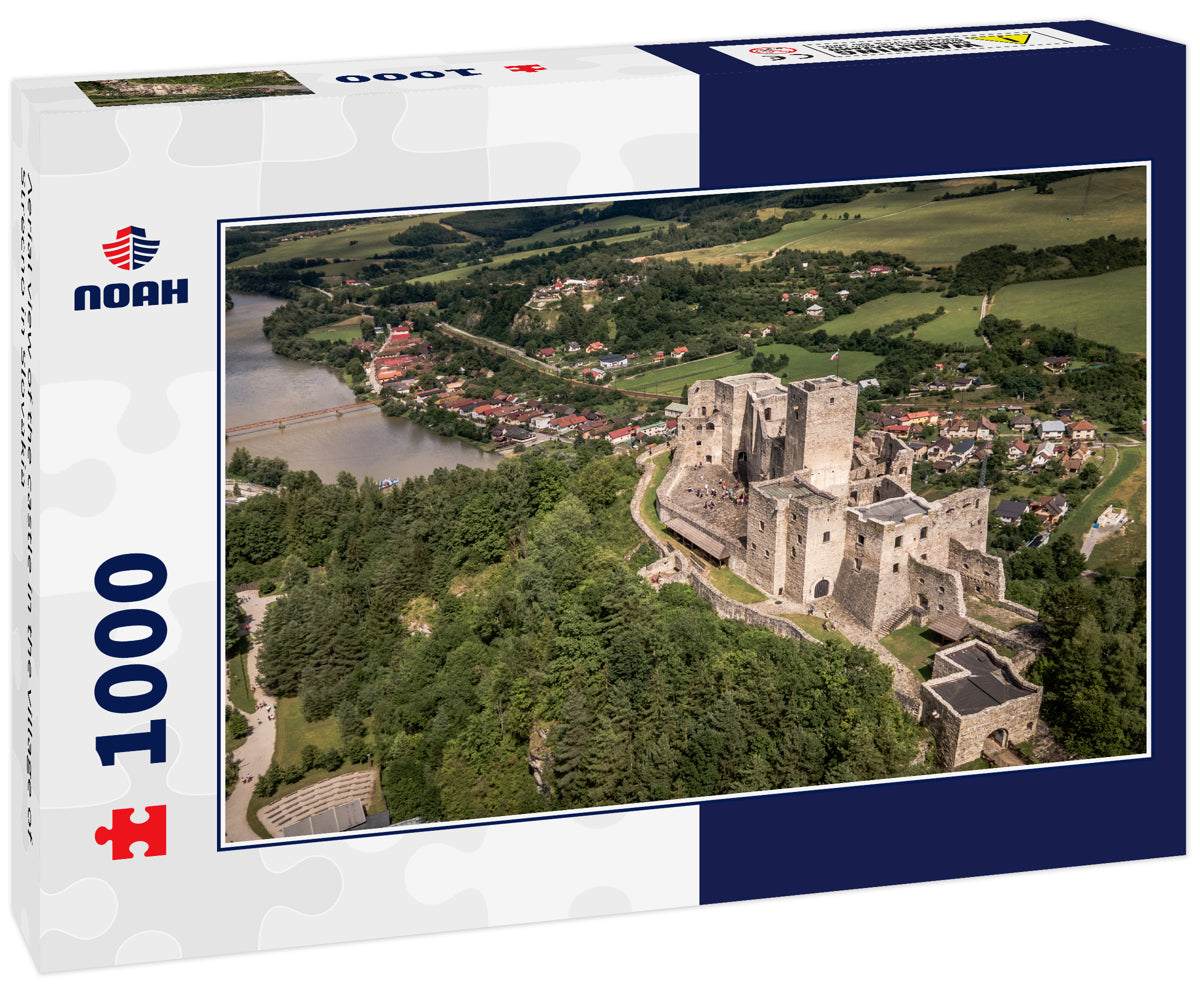 Aerial view of the castle in the village of Strecno in Slovakia