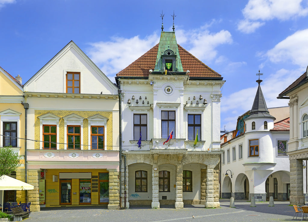 Zilina, Slovakia - Old Town Hall on Marianske namestie (Marienplatz) - main town square of Zilina. Zilina is the third largest city of Slovakia