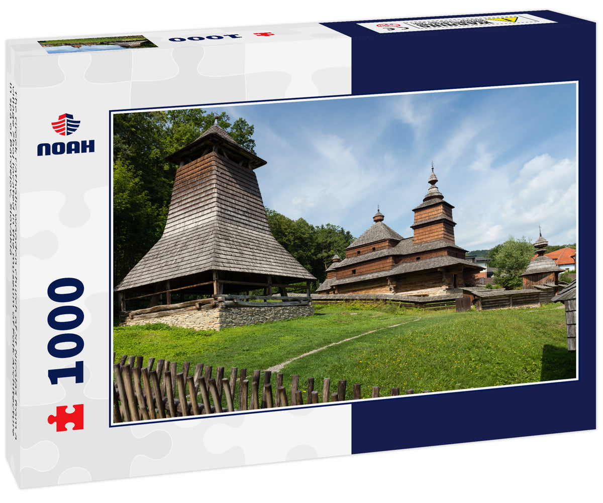 The Greek Catholic wooden church of St Nicolas from a village Zboj located in the museum of Folk Architecture in spa of Bardejov, Slovakia
