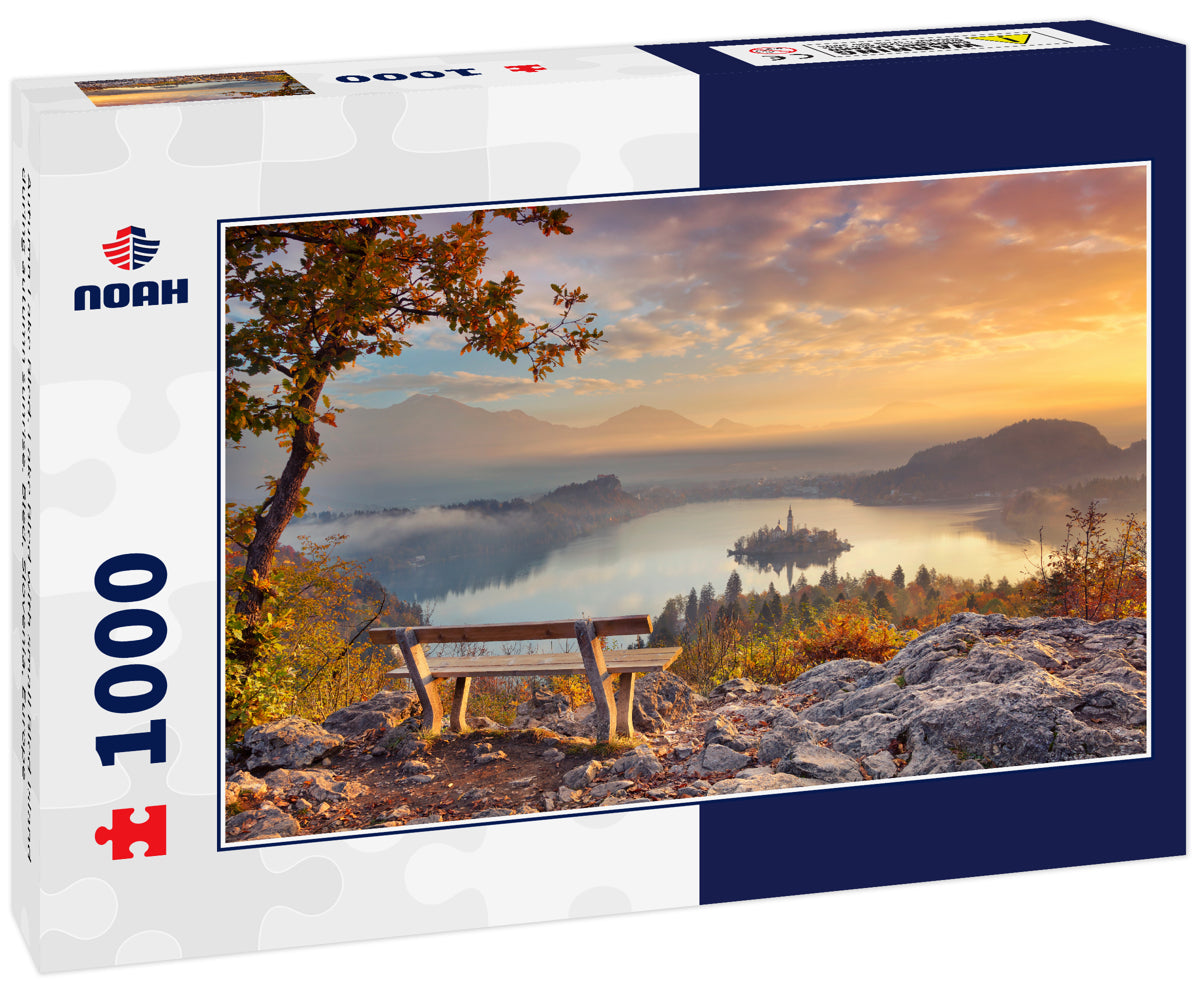 Autumn Lake Bled. Lake Bled with small Bled Island during autumn sunrise. Bled, Slovenia, Europe