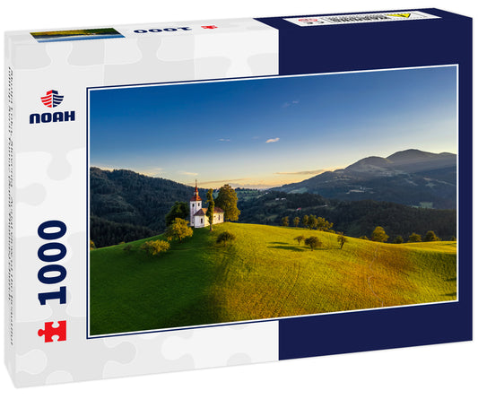 Skofja Loka, Slovenia - Aerial view of the beautiful hilltop Sveti Tomaz (Saint Thomas) church