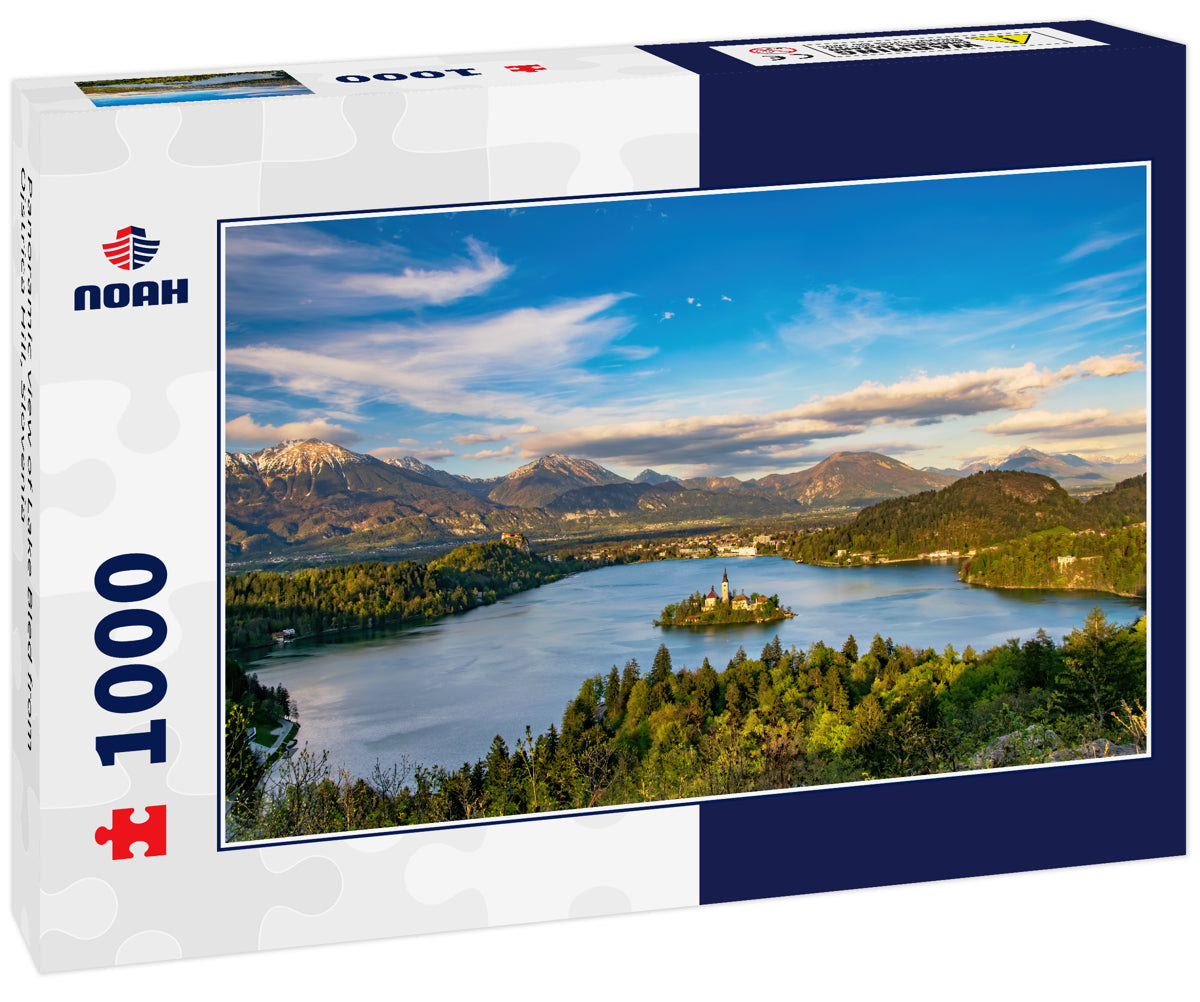 Panoramic view of Lake Bled from Ojstrica Hill, Slovenia