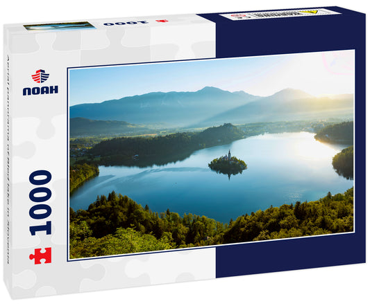 Aerial panorama of Bled lake in Slovenia