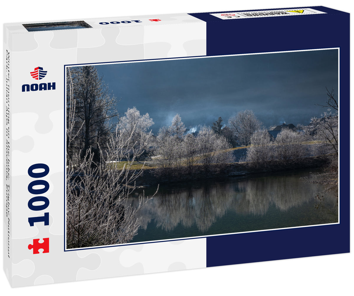 Winter morning on the lake. Triglav National Park. Julian Alps in Slovenia, Europe