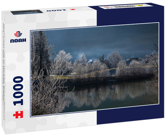 Winter morning on the lake. Triglav National Park. Julian Alps in Slovenia, Europe