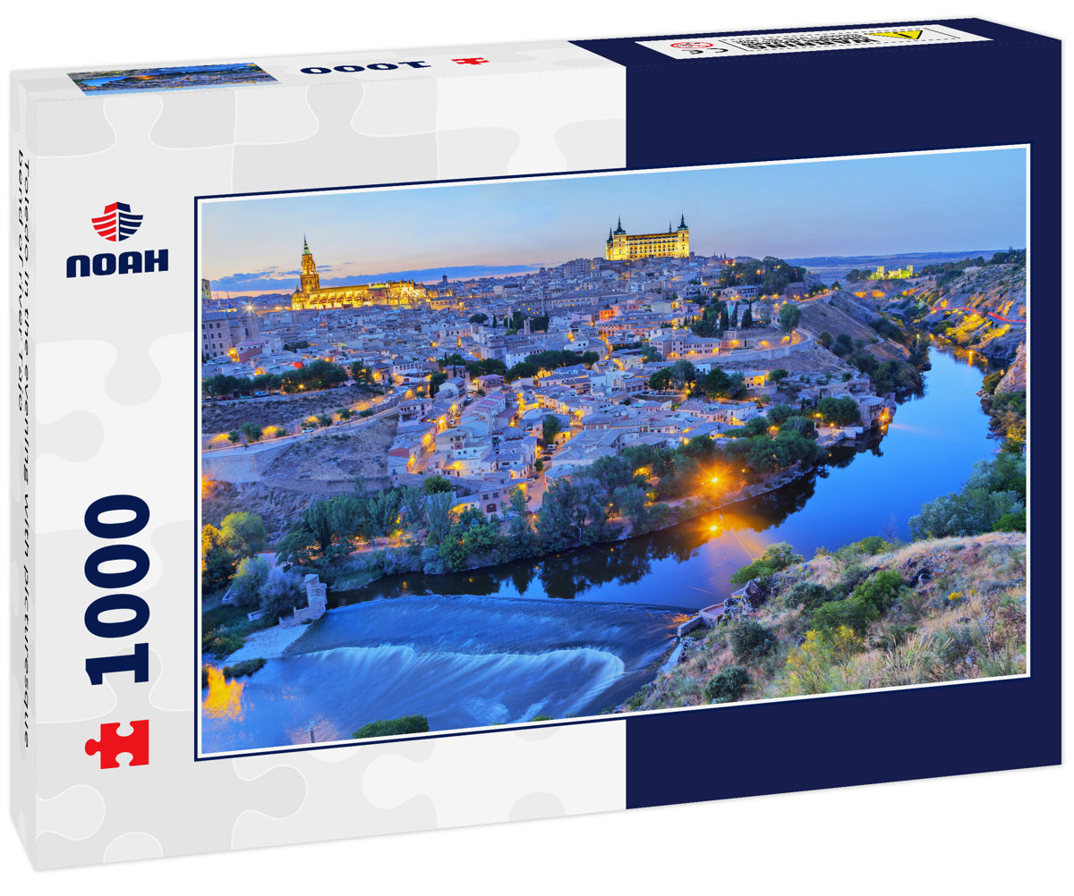 Toledo in the evening with picturesque bend of river Tajo