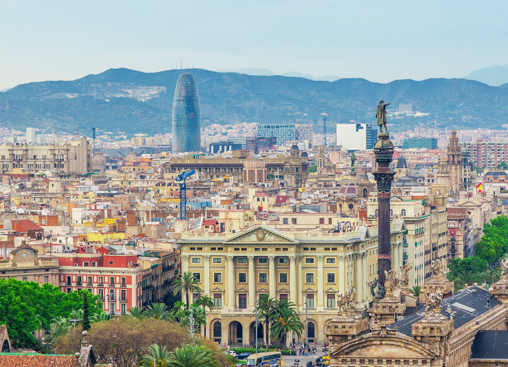 Barcelona Attractions, Cityscape of Barcelona, Catalonia, Spain