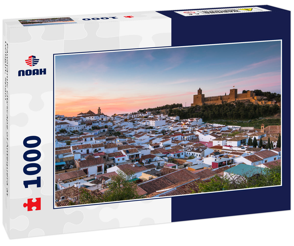 Panoramic cityscape of Antequera at twilight, Spain