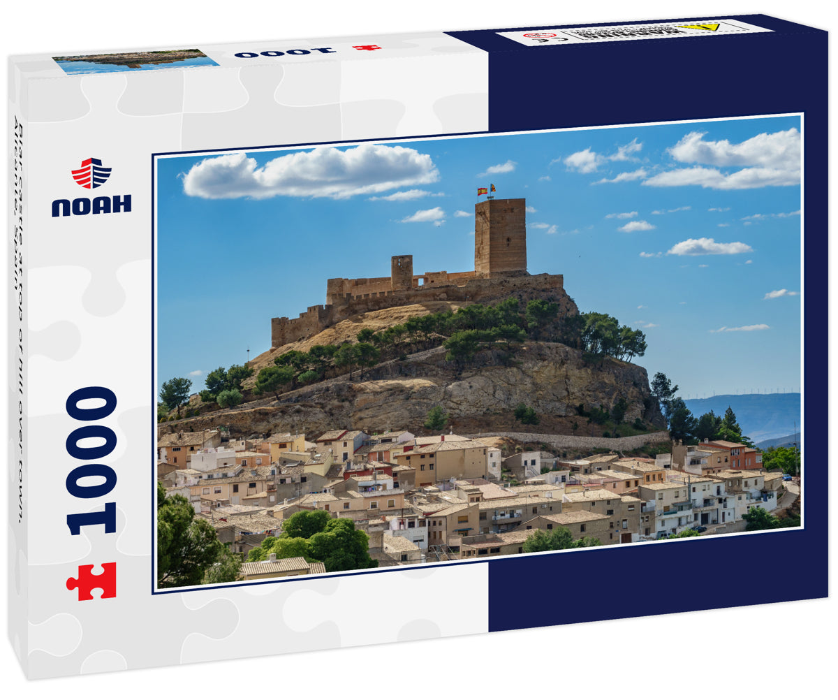 Biar castle at top of hill over town, Alicante, Spain