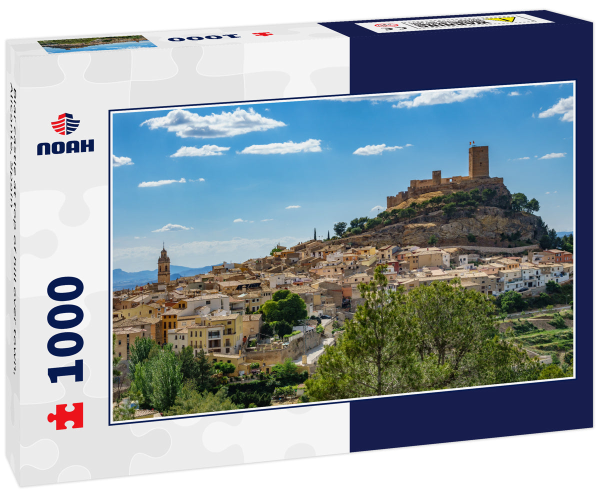 Biar castle at top of hill over town, Alicante, Spain