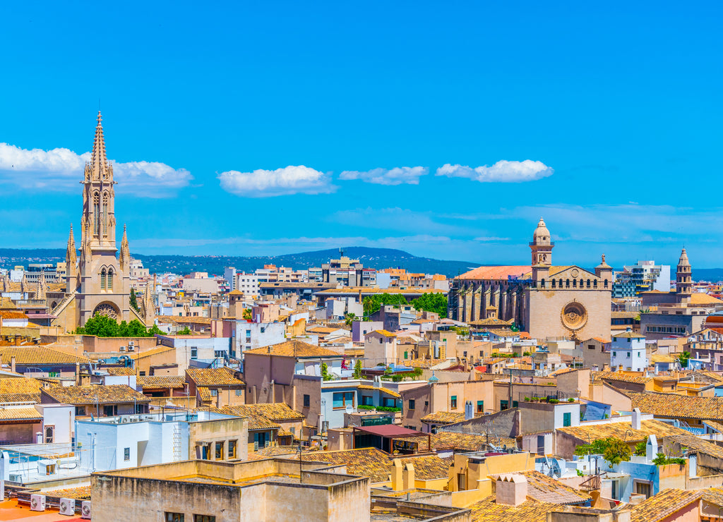 Palma de Mallorca with Santa Eulalia church, Spain