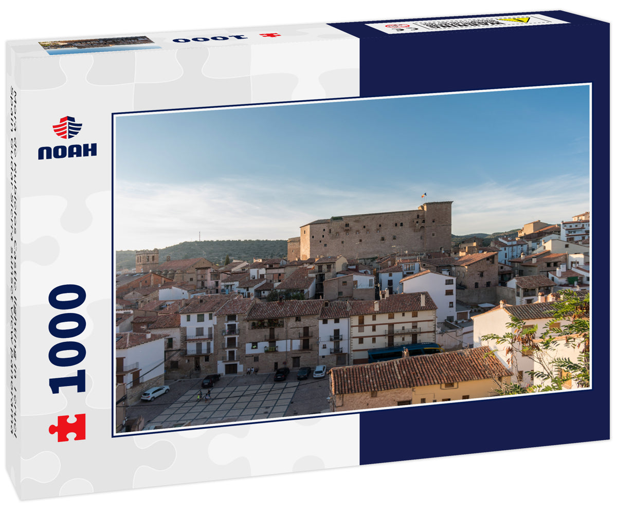 Mora de Rubielos Castle lighting in Teruel Spain Gudar Sierra sunset view panorama