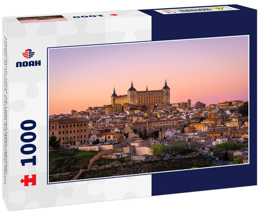 Panoramic view of Toledo with Alcazar castle at sunset, Castilla-La Mancha, Spain