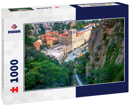 Funicular railway with view of monastery Santa Maria de Montserrat. Catalonia, Spain