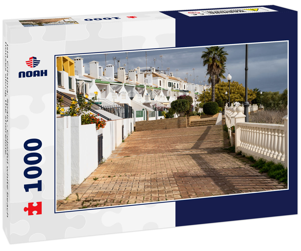 Isla Cristina, Spain - Colorful white beach houses along the shoreline