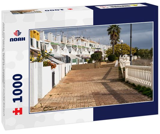 Isla Cristina, Spain - Colorful white beach houses along the shoreline