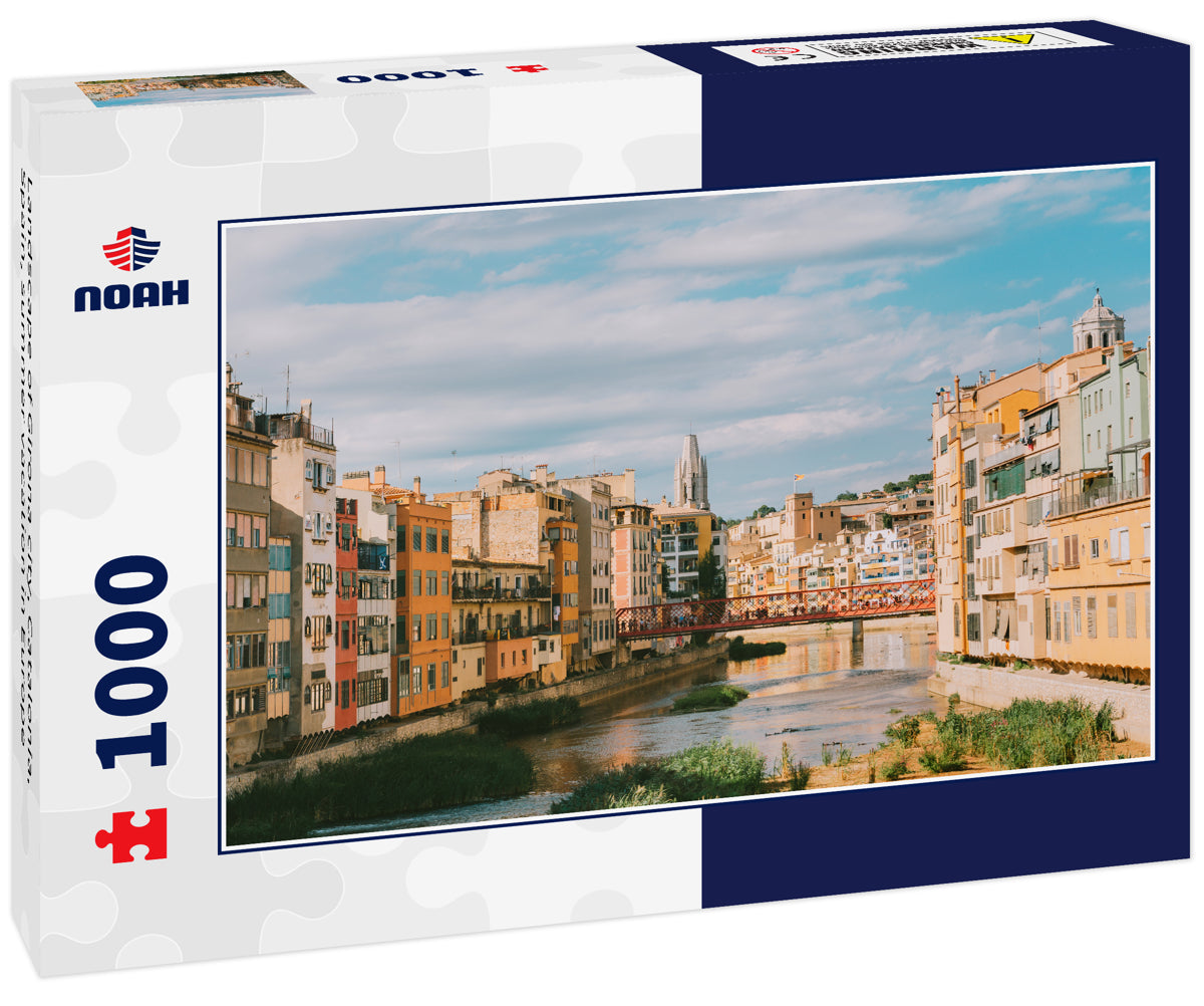 Landscape of Girona city, Catalonia, Spain, summer vacation in Europe