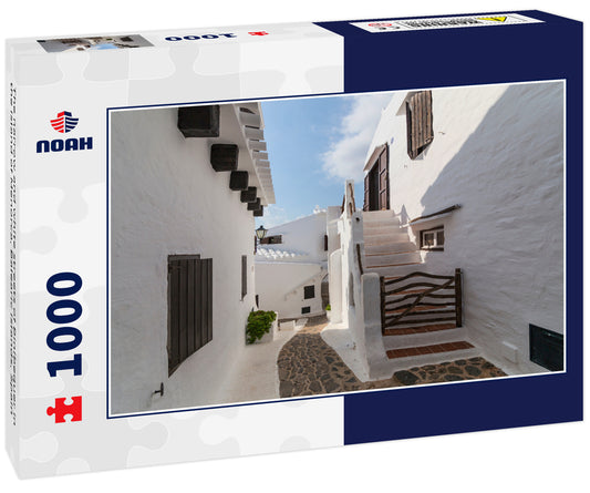 The narrow and white streets of Binibequer in the island of Menorca, Balearic islands, Spain