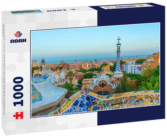 Sunset view of Parc Guell in Barcelona, Spain