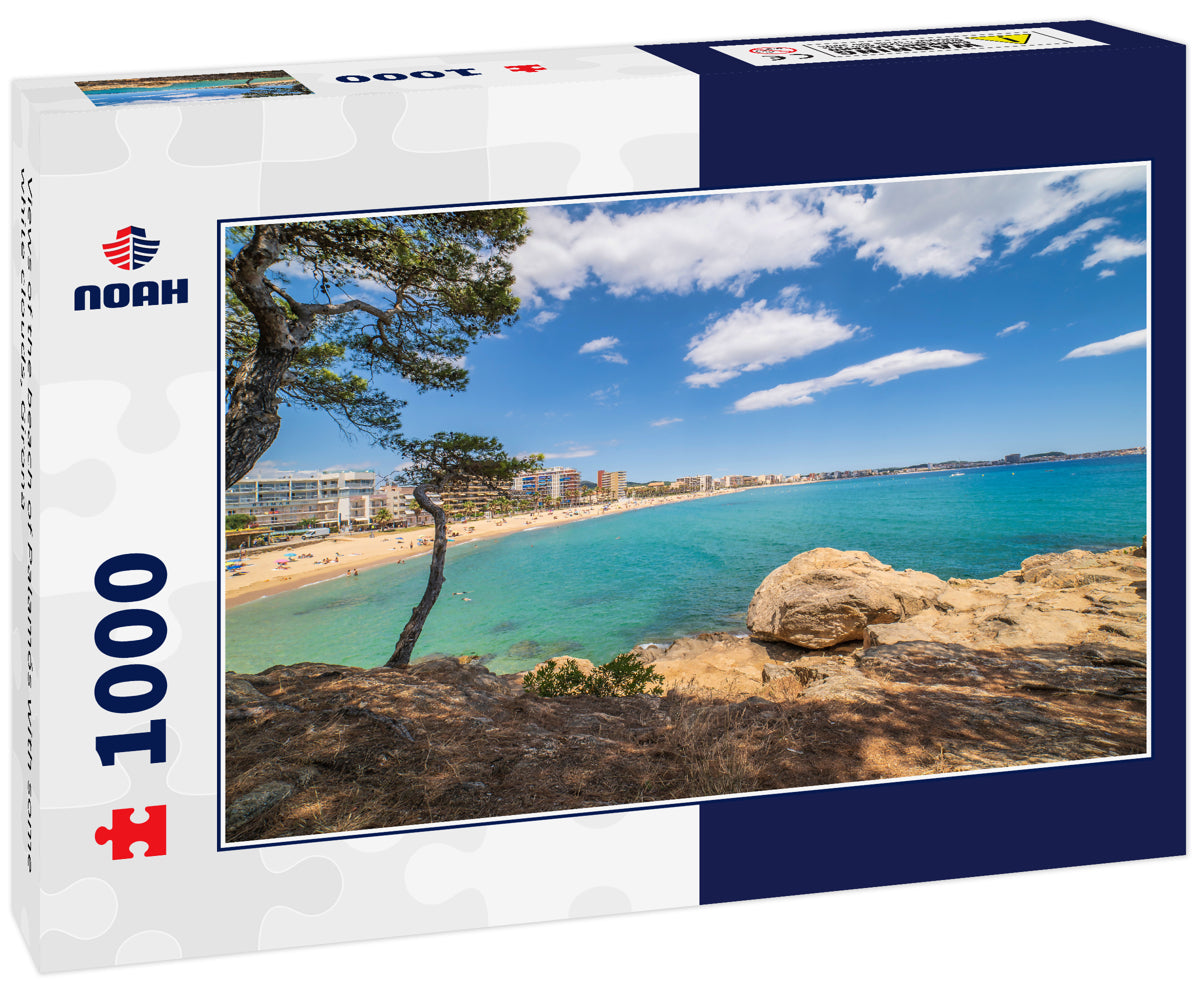 Views of the beach of Palamós with some white clouds, Girona