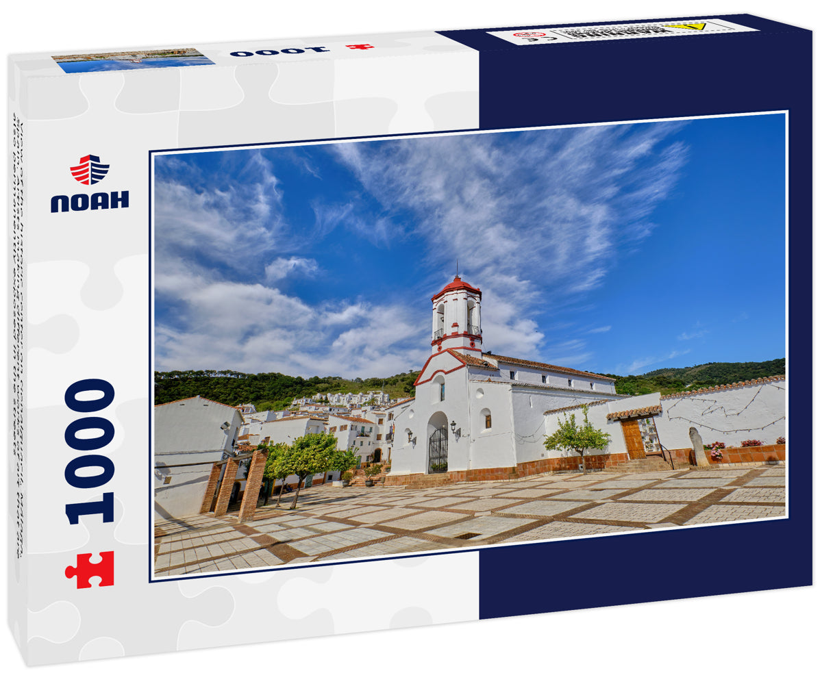 View of the historic center on Genalguacil, Málaga, Spain. Artists making different works of art that are also permanently exposed in the streets