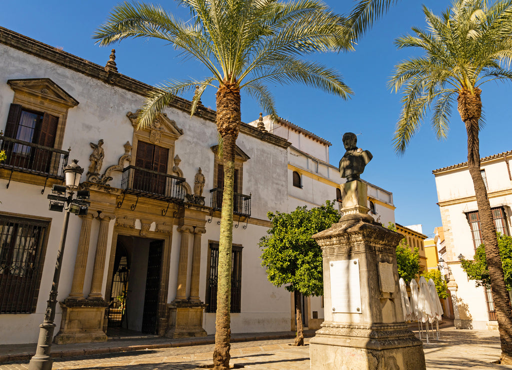 beautiful square and Rafael Rivero bust in Jerez de la Frontera