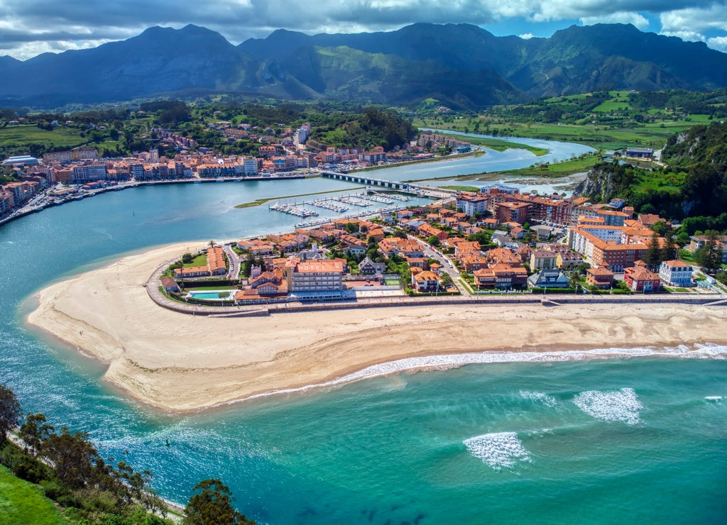 Panoramic view of the city of Ribadesella. Asturias, Spain