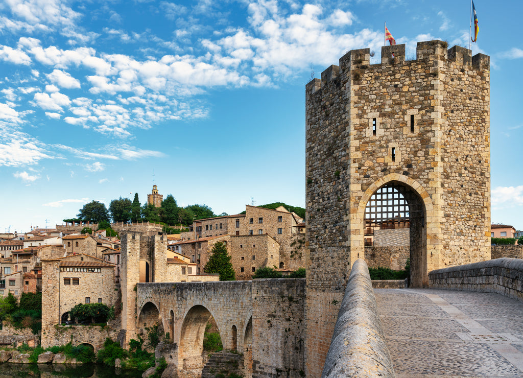 medieval bridge in the village of Besalu in Girona, Catalonia, Spain