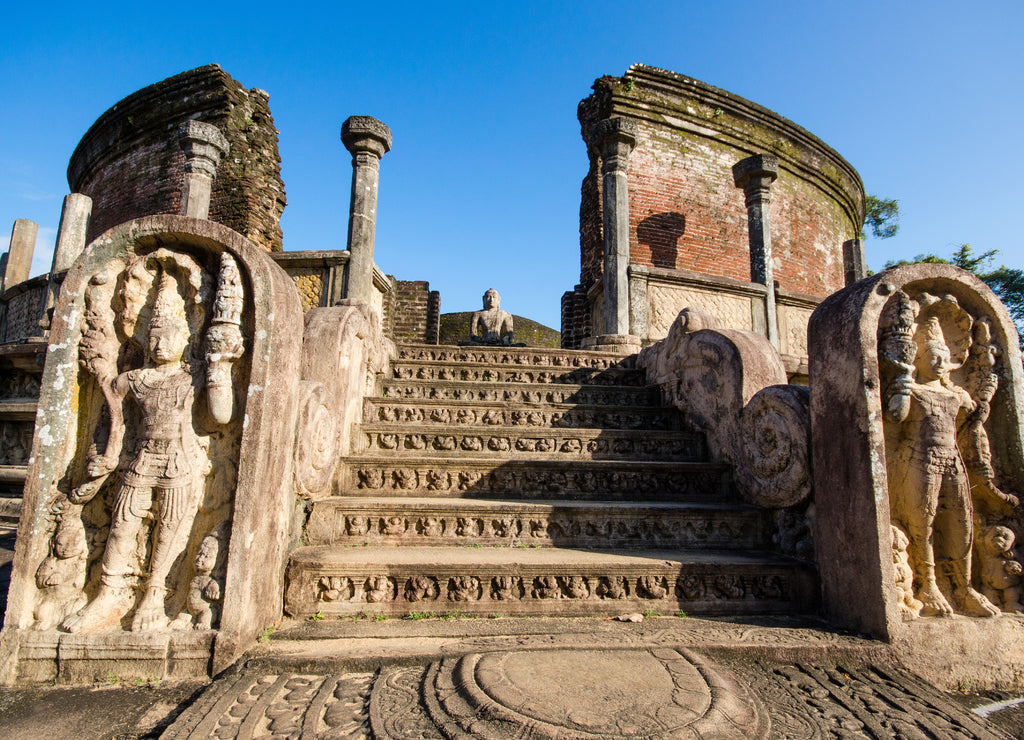 Ancient City of Polonnaruwa, Vatadage (Circular Relic House) in Polonnaruwa Quadrangle, UNESCO World Heritage Site, Sri Lanka, Asia