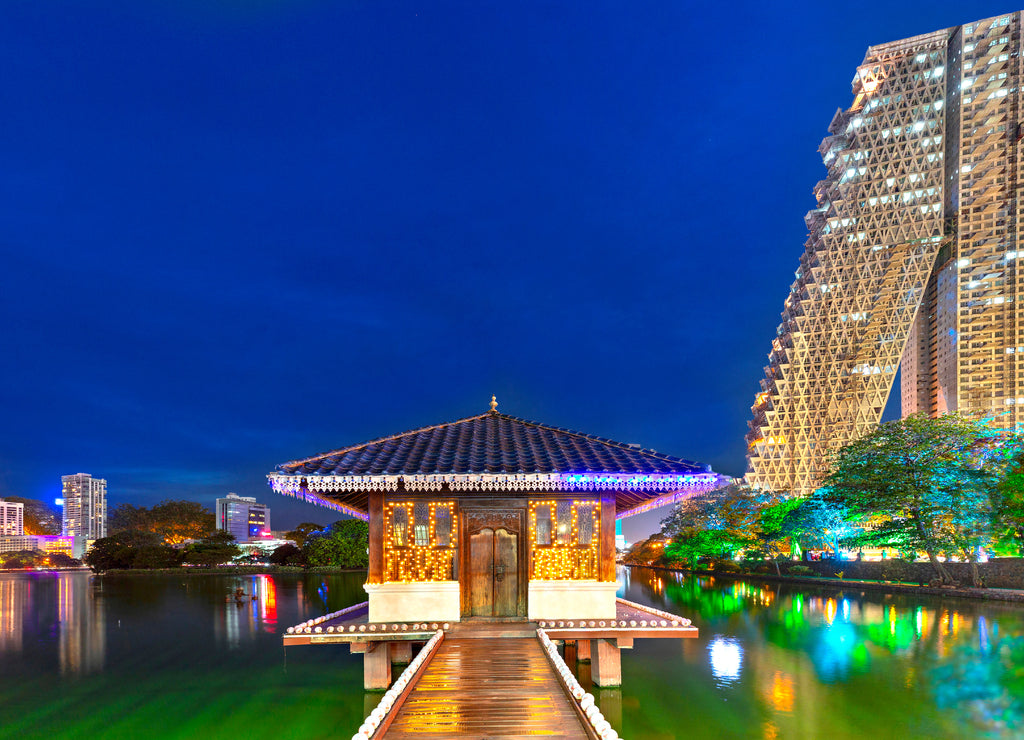 Skyline of Colombo and Seema Malaka Temple, Sri Lanka