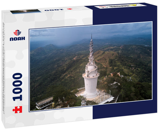 Aerial view of Ambuluwawa tower in central Sri Lanka. Tower near the town of Gampola