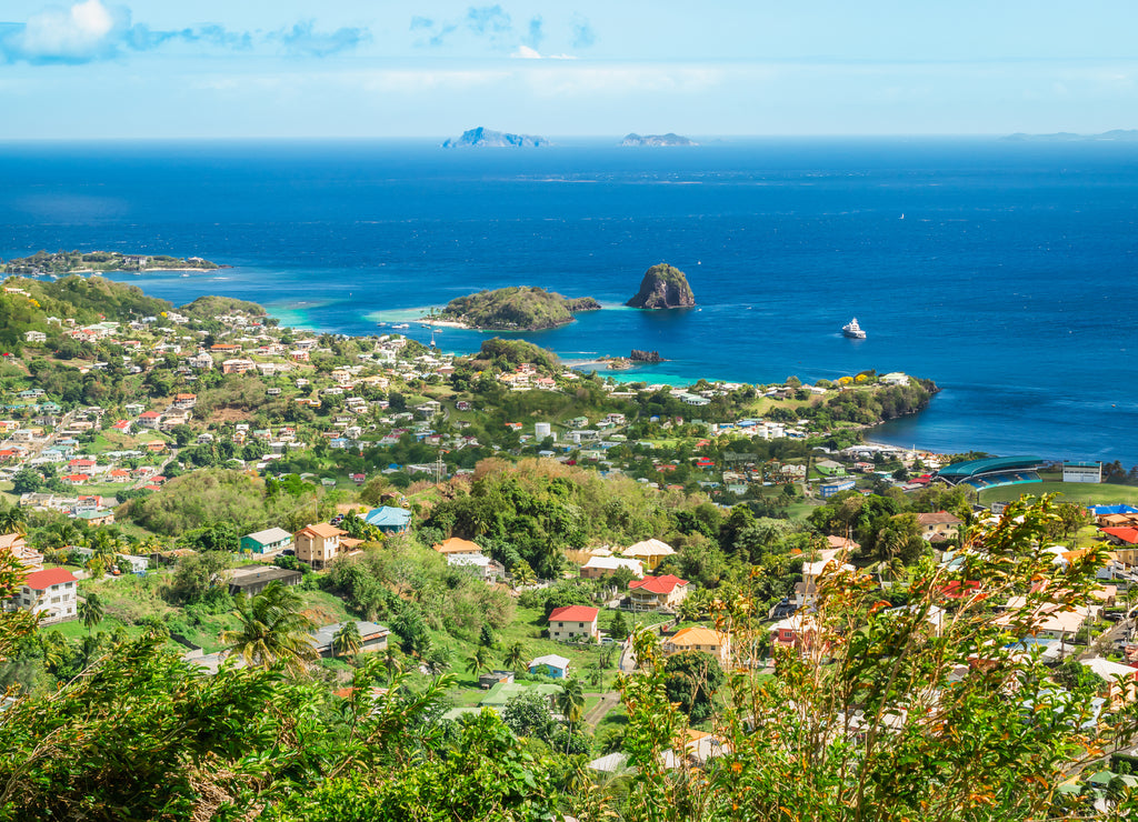 Aerial landscape of Saint Vincent and the Grenadines