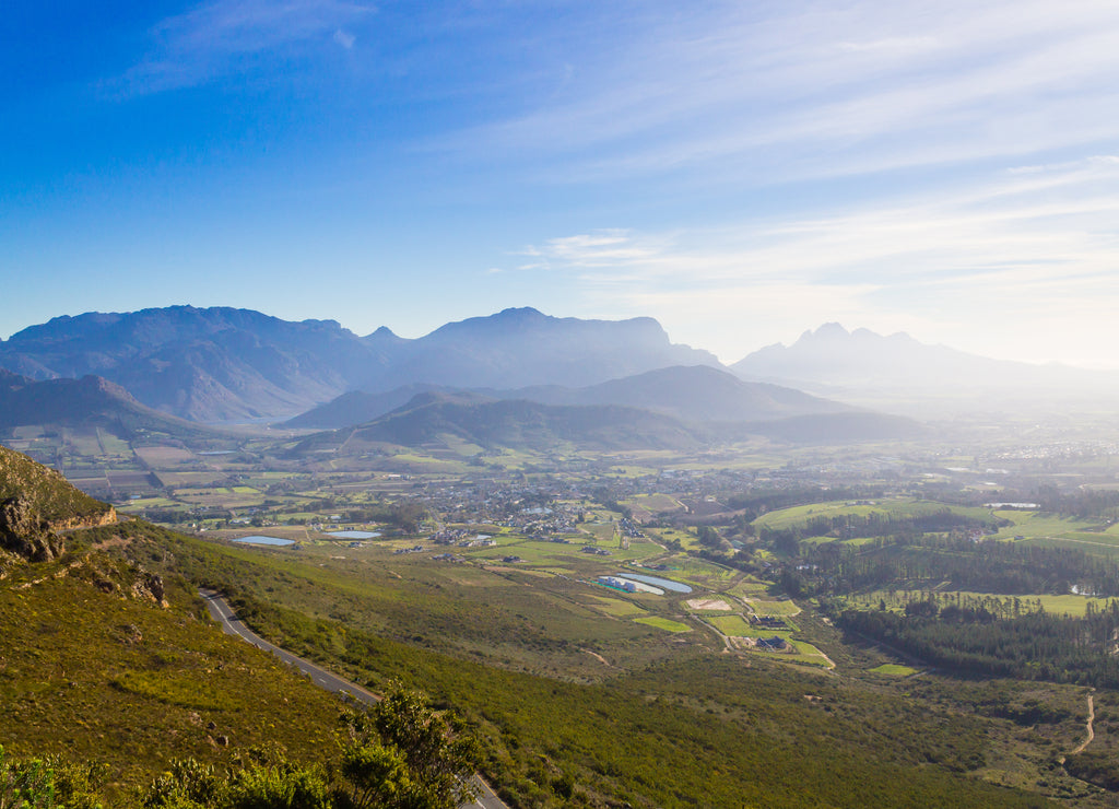 Franschhoek vineyard landscape, South africa panorama
