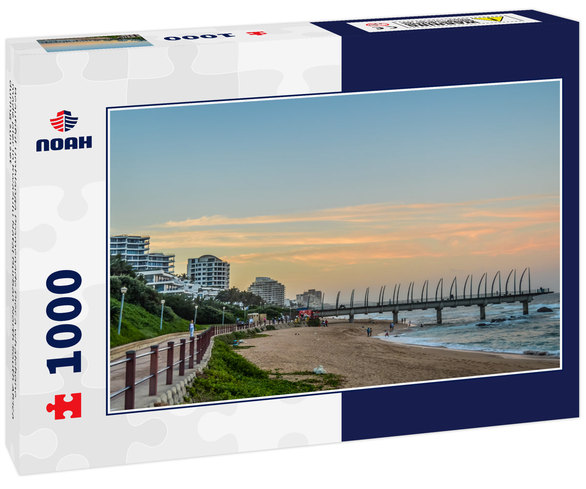 Beautiful Umhlanga Promenade Pier a whalebone made pier in Kwazulu Natal Durban North South Africa during sunset