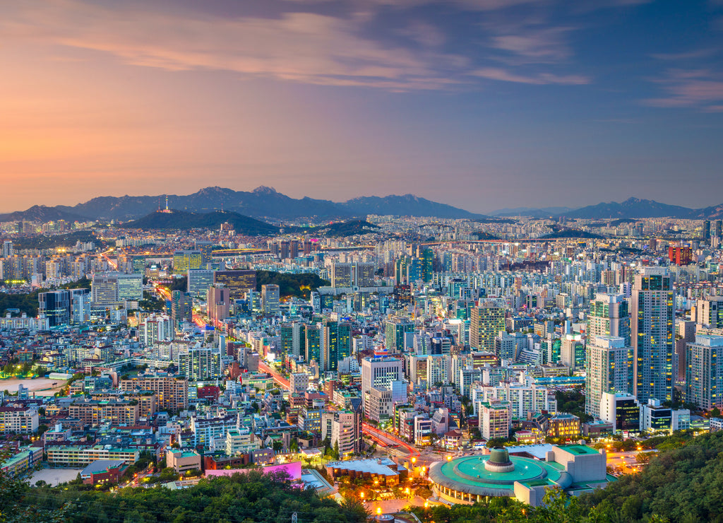 Seoul. Cityscape image of Seoul downtown during summer sunset