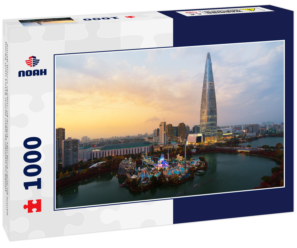 South Korea skyline of Seoul, The best view of South Korea with Lotte world mall at Jamsil in Seoul