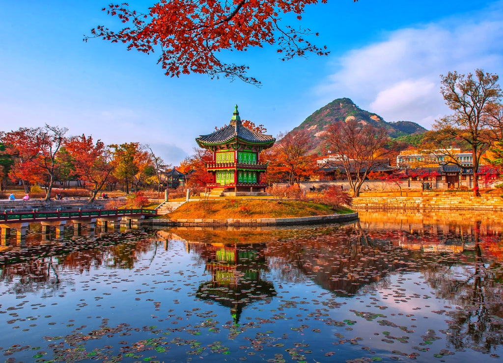 Autumn at gyeongbokgung palace seoul south Korea
