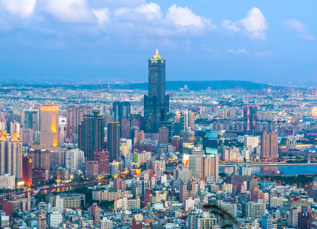 night view of kaohsiung city, taiwan