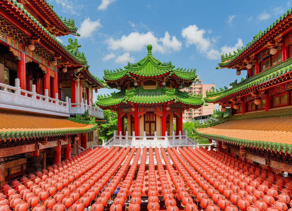 Fabulous colorful view of Sanfeng Temple in Kaohsiung, Taiwan