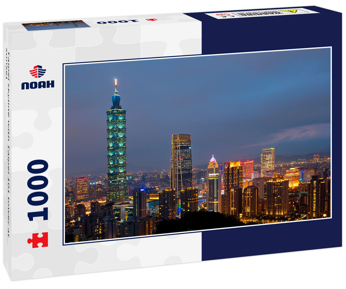 Taipei skyline with Taipei 101 tower at sunset